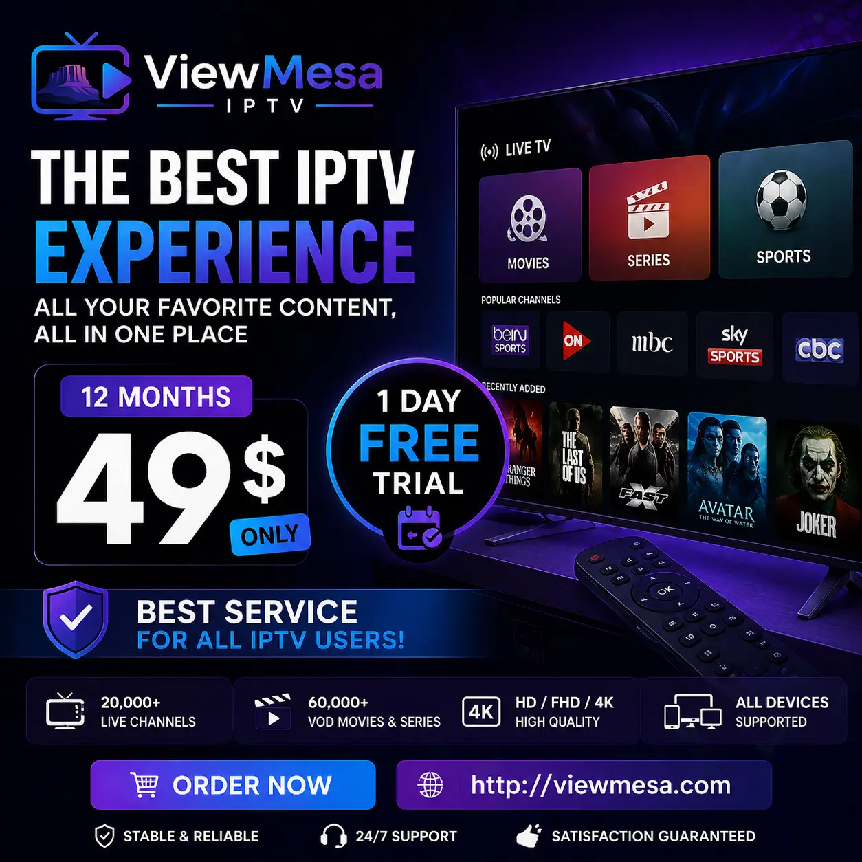 ViewMesa 8K Android IPTV Box — Android 12, 4GB RAM, 32GB Storage